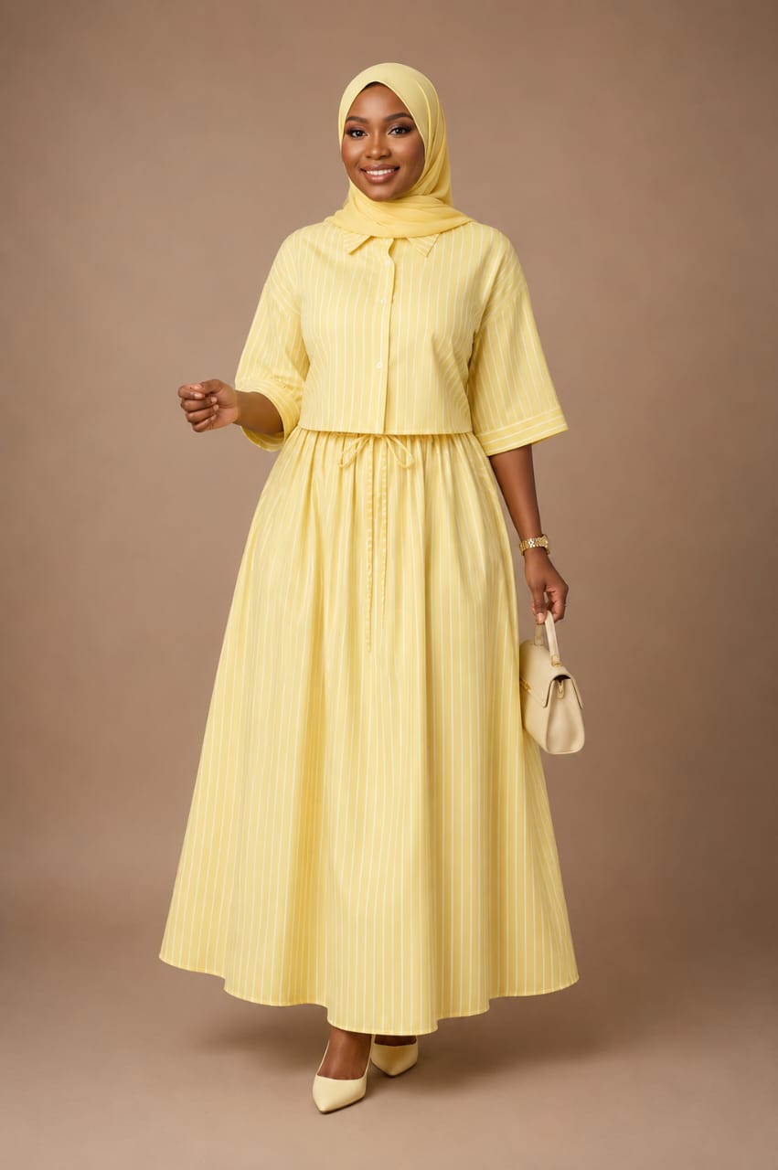 Zahrah Pleated Blazer Skirt with Shirt
