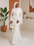 Beaded Lace Mermaid Gown