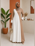 Diagonal Colour-Block A-Line Abaya