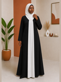 Vertical Colour-Block A-Line Abaya