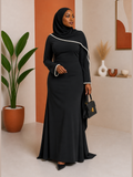 Pearl-Trim Mermaid Evening Gown