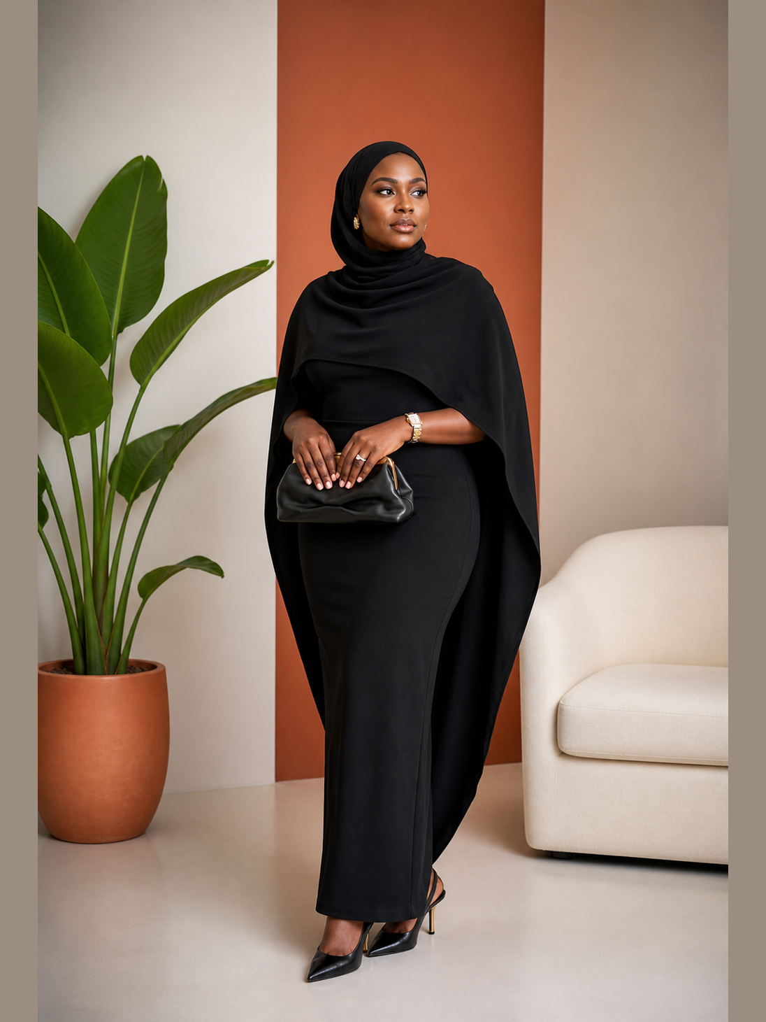 Batwing Cape Maxi Dress