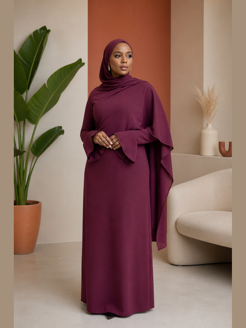 Butterfly-Sleeve Flared Maxi Dress