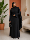 Asymmetric Cape-Overlay Mermaid Dress