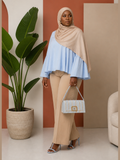 Ruffle-Hem Cape Top & Wide-Leg Trouser Set