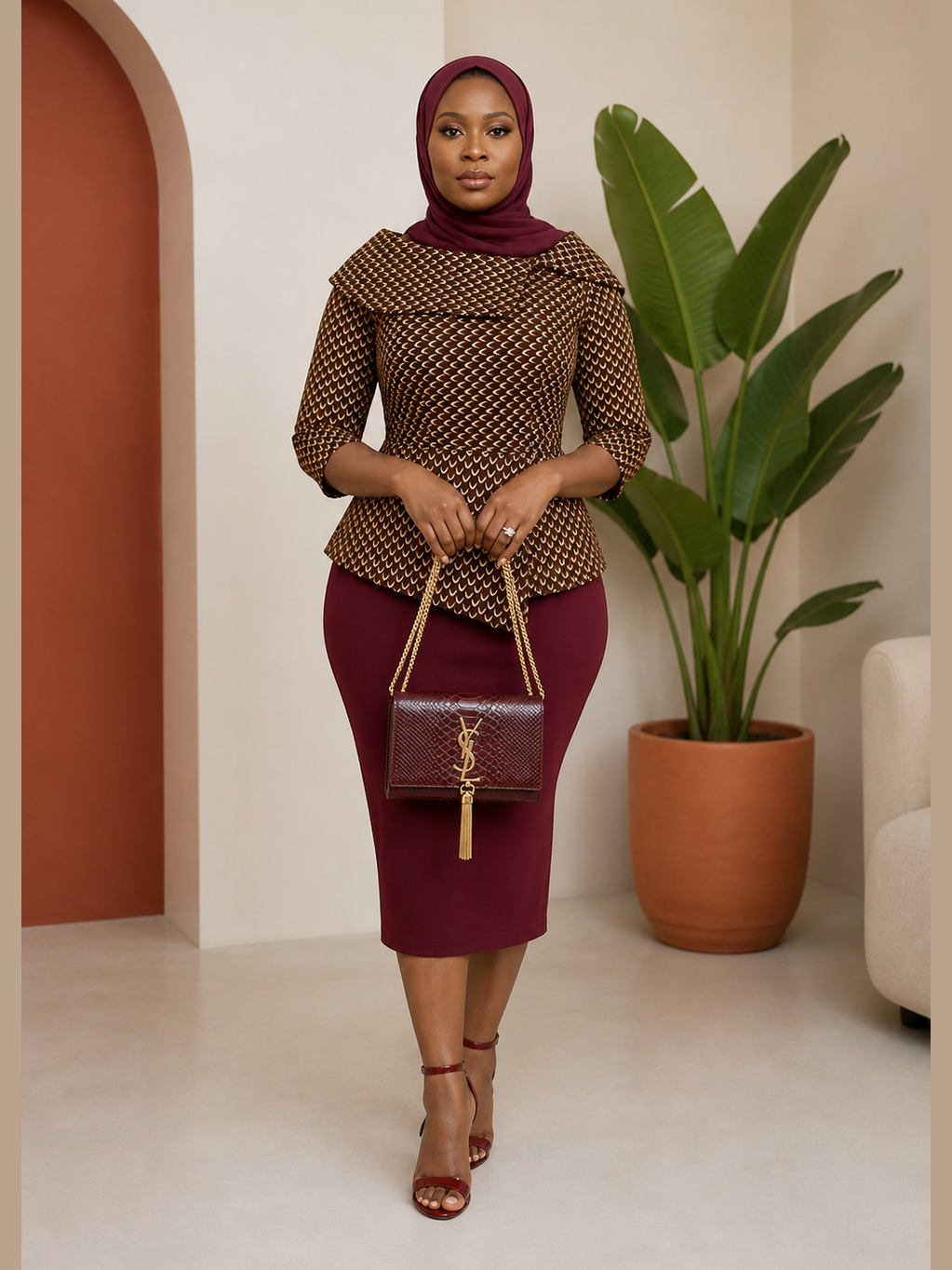 Ankara Print Peplum Top & Pencil Skirt Co-ord