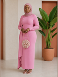 Draped Side-Slit Column Dress