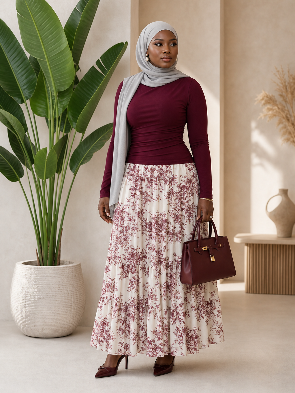 Tiered Floral Maxi Skirt & Fitted Top Set