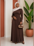Ruched-Waist A-Line Maxi Dress