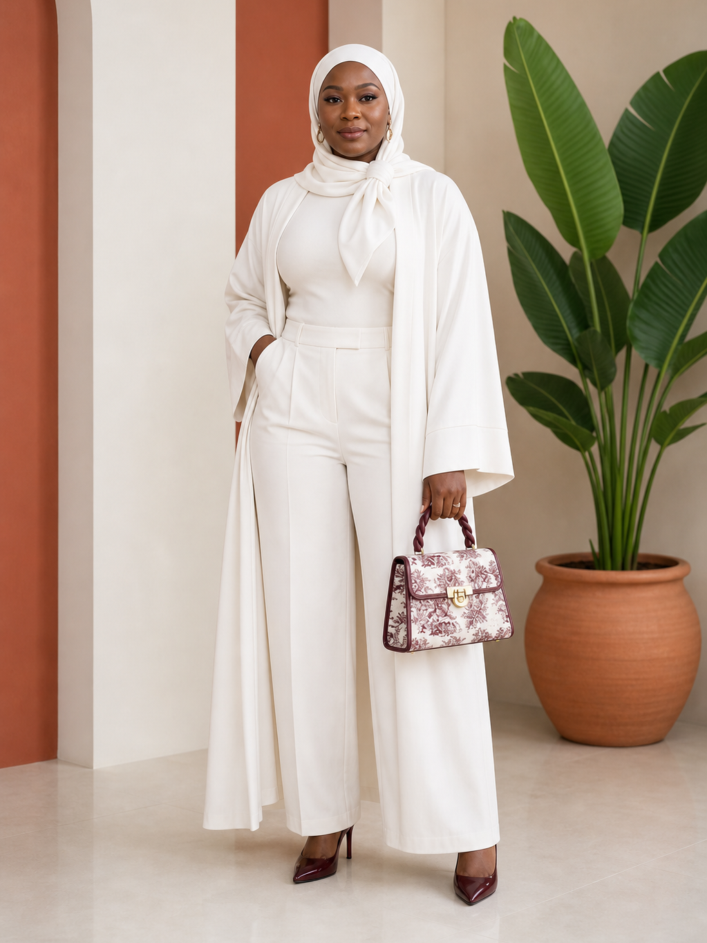 Open-Front Cape Abaya & Wide-Leg Trouser Co-ord