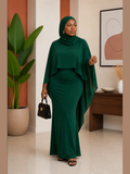 Cape-Sleeve Bodycon Mermaid Maxi Dress
