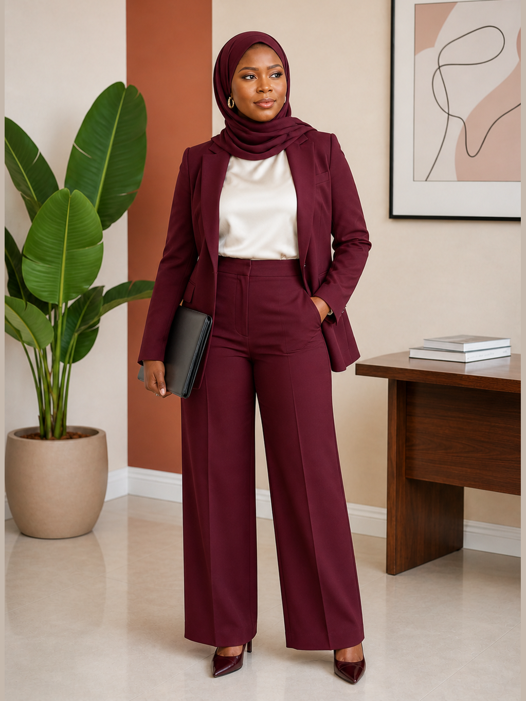 Tailored Blazer & Wide-Leg Trouser Power Suit 4