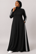 Sporty Zip-Neck Maxi Dress