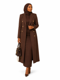 Long Double-Breasted Blazer Dress - Brown
