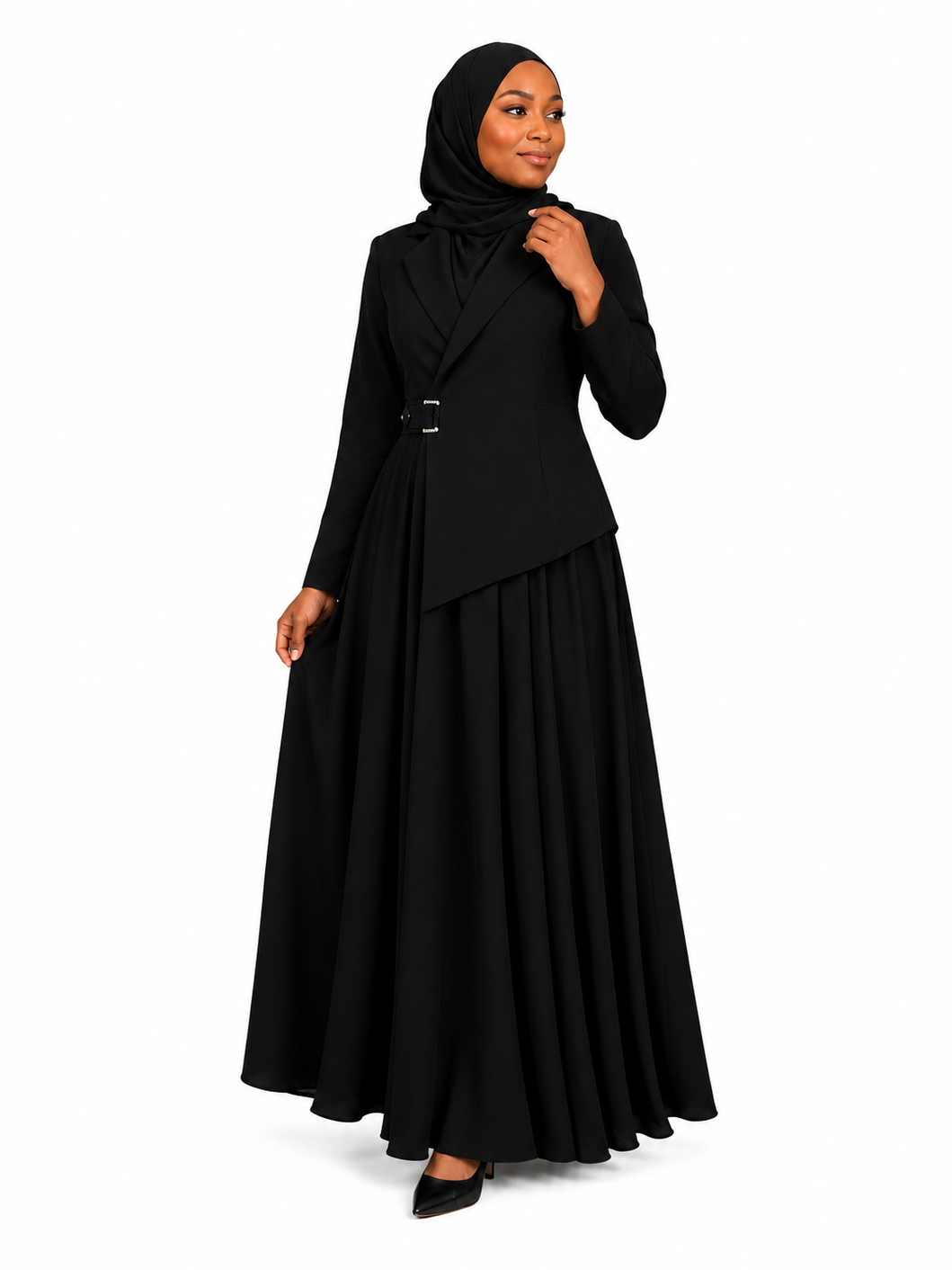 Asymmetric Blazer Dress - Black