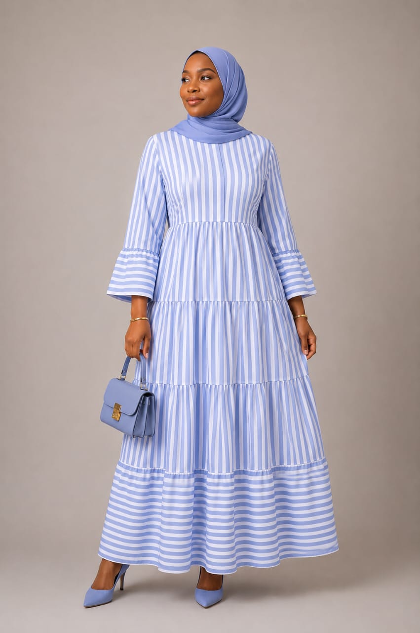 Zahrah Navy Peplum Top and Mermaid Maxi Skirt