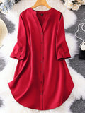 Plus Roll Tab Sleeve Curved Hem Shirt