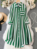 Plus Size Striped & Printed Button-Front Shirt With Turn Down Collar