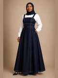 Dark Denim Pinafore Maxi Dress Set