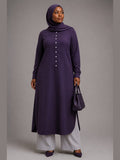 Button-Front Tunic with Pants (Plum)