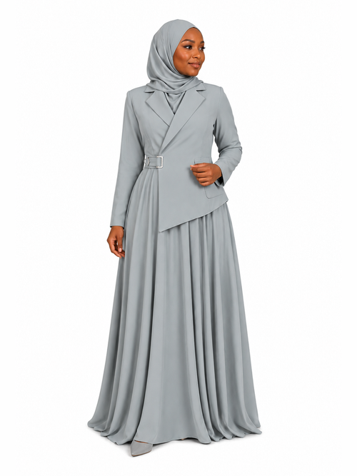 Asymmetric Blazer Dress - Silver Grey