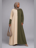 Two-Tone Maxi Dress - Beige / Olive