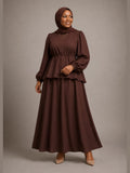 Peplum Maxi Dress (Chocolate)