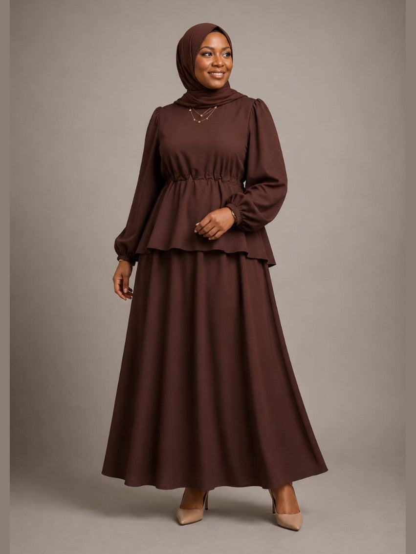 Peplum Maxi Dress (Chocolate)