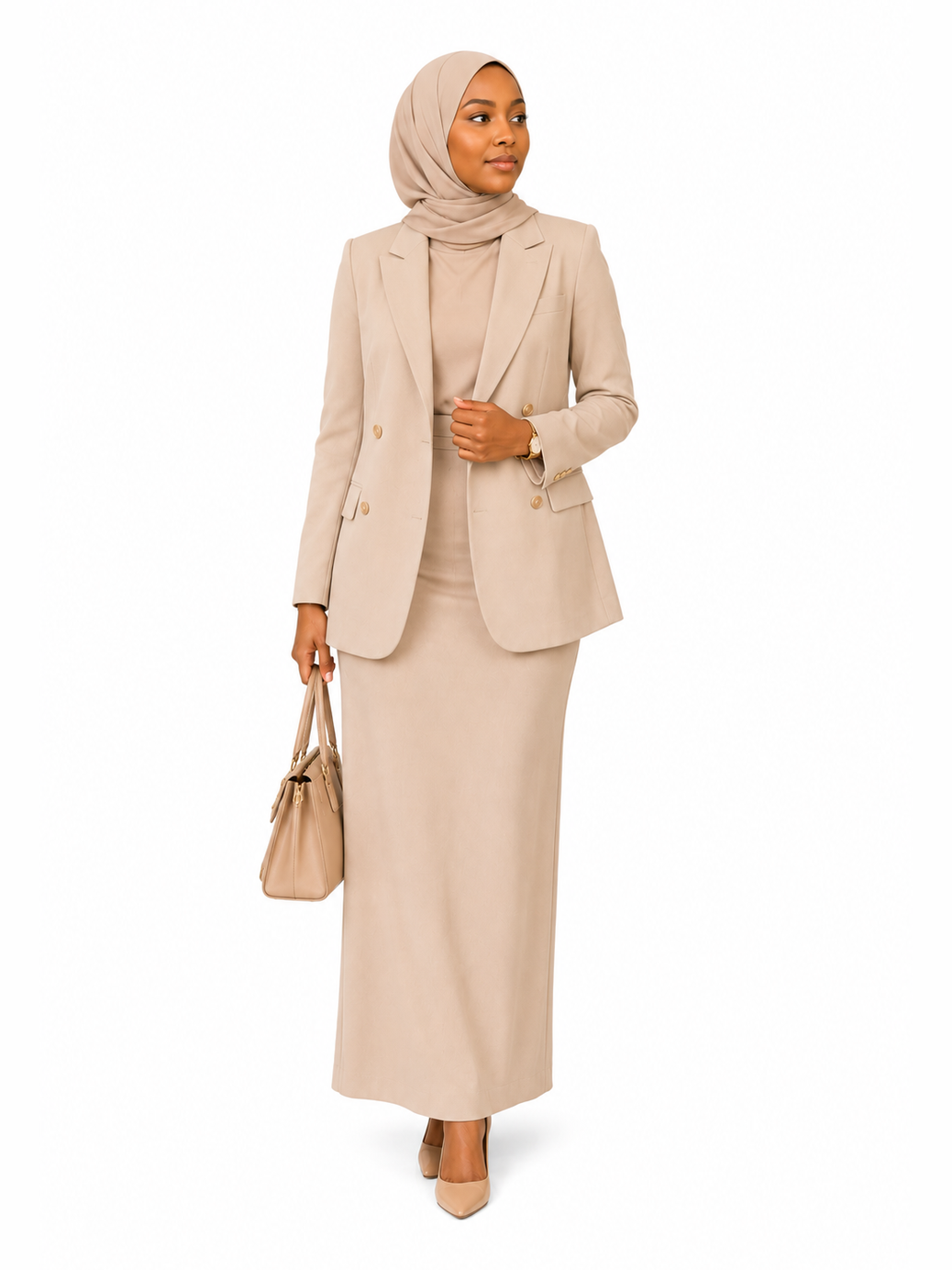 Short Tailored Blazer Dress - Beige