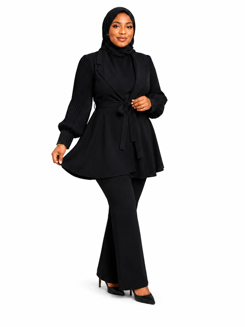 Peplum Blazer and Pants - Black