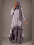 Dove Grey Layered Tunic & Palazzo Pants Set