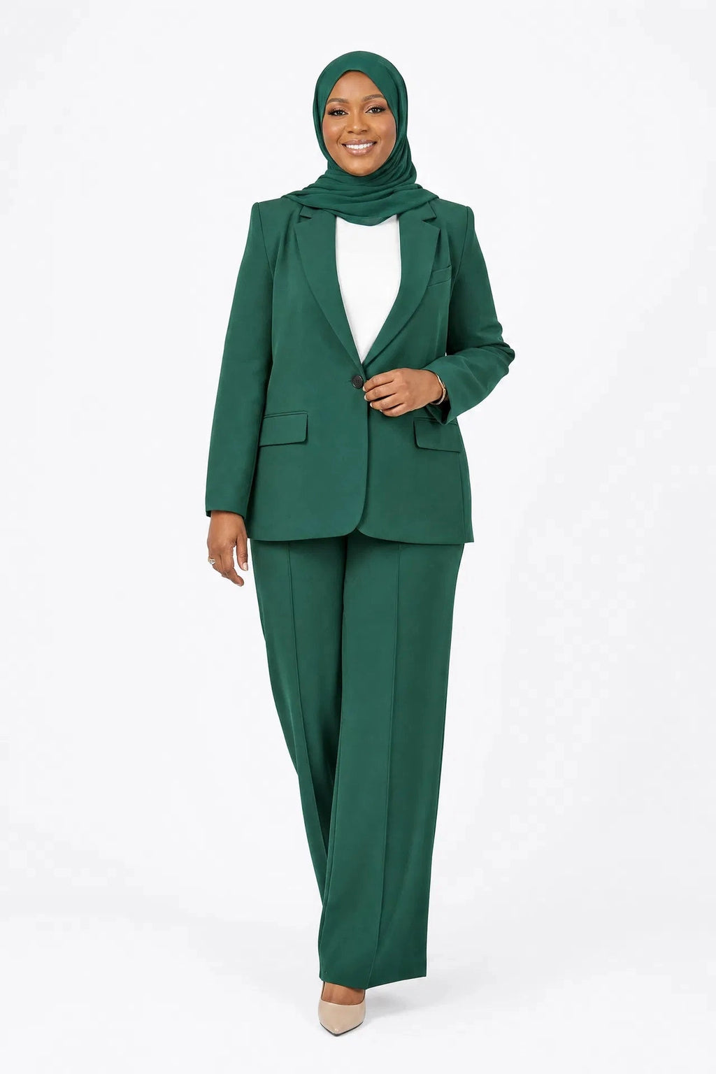 Tailored Blazer & Pants Power Suit - Green