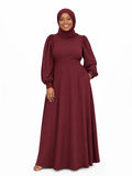 Sporty Puff Sleeve Maxi Dress - Burgundy