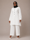 White Textured Tunic & Wide-Leg Pants Set
