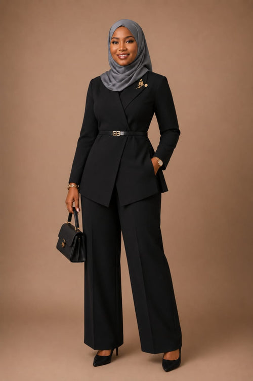 Zahrah Long Open Blazer Pants and Inner