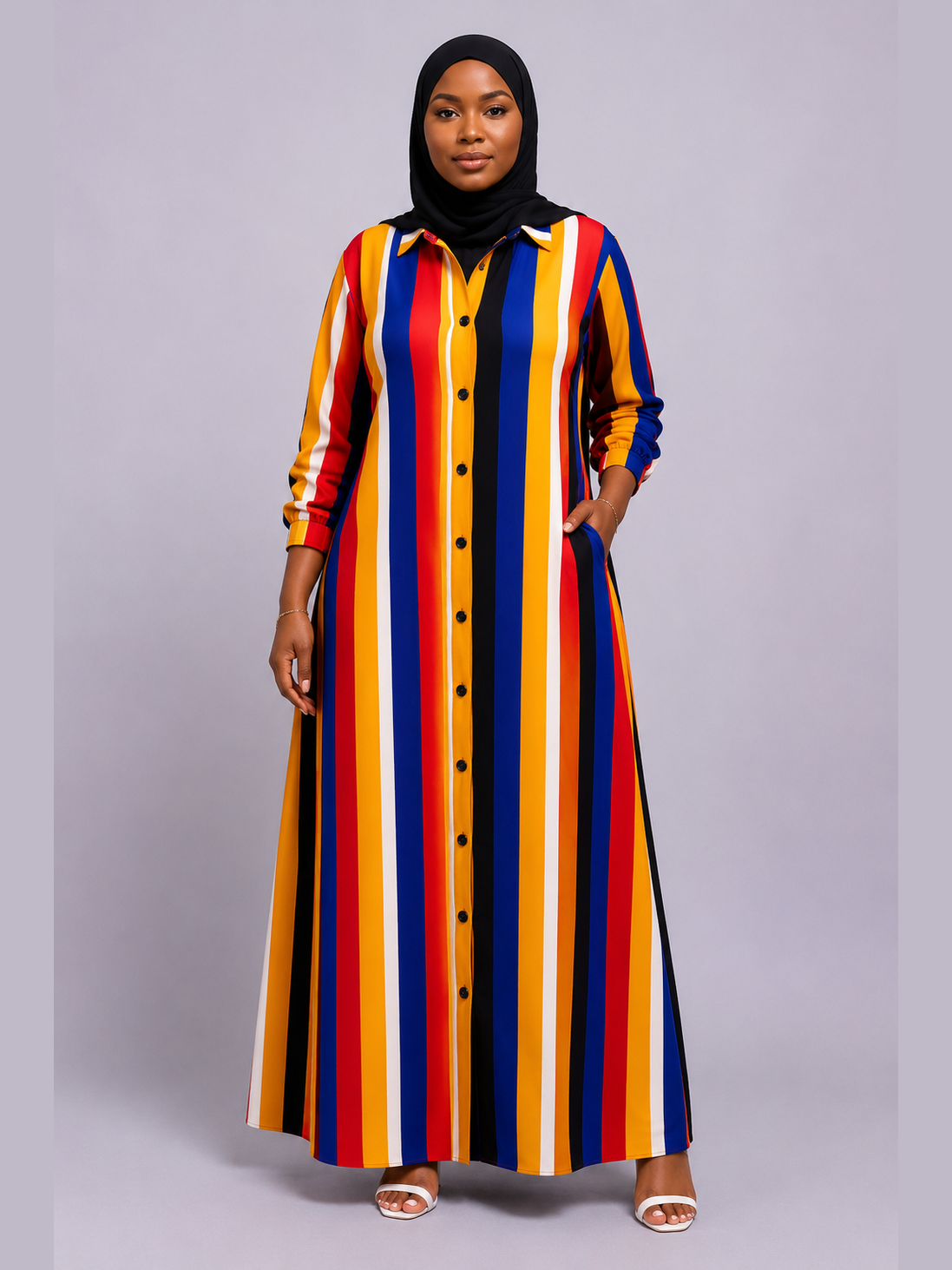 Multicolour Vertical Stripe Shirt Dress