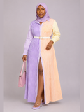 Lilac & Peach Colourblock Stripe Maxi Dress