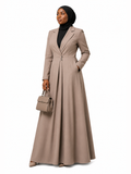 Tailored Zip-Front Maxi Dress - Taupe