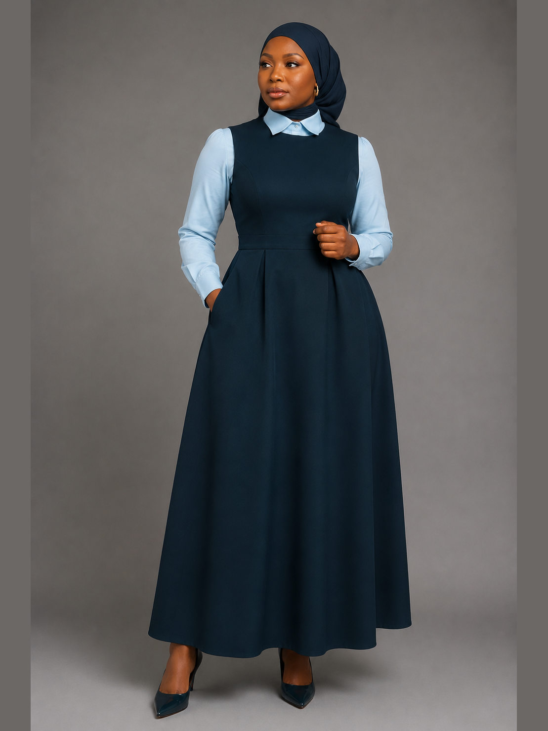 Layered Pinafore Dress - Teal