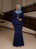Navy Peplum Top & Mermaid Maxi Skirt Set