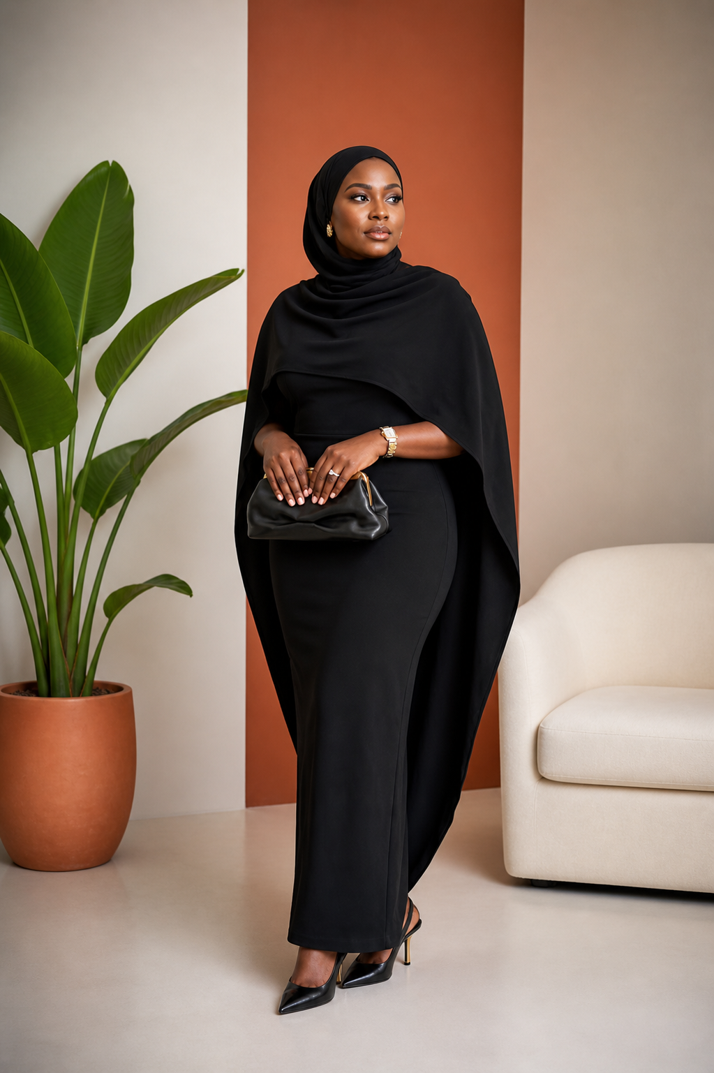 Batwing Cape Maxi Dress
