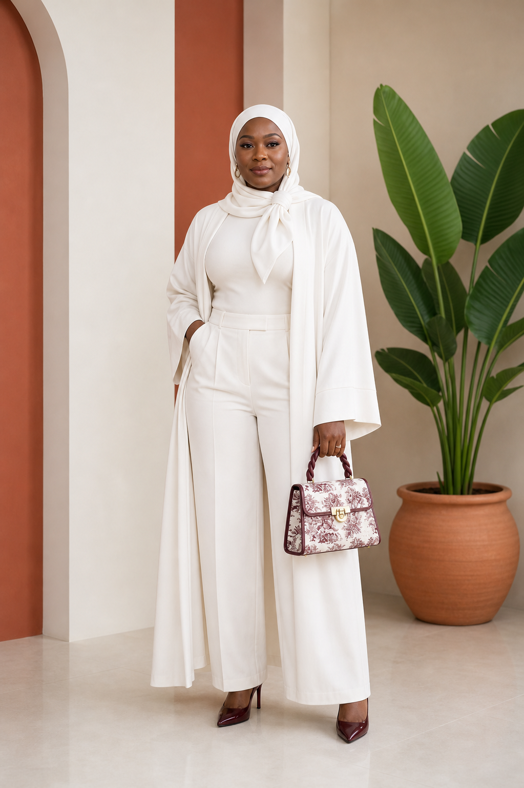 Open-Front Cape Abaya & Wide-Leg Trouser Co-ord