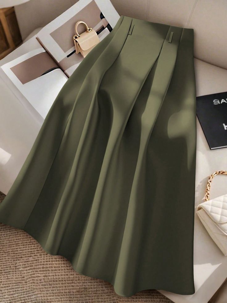 Plus Size Women Minimalist Solid Color Casual A-Line Skirt