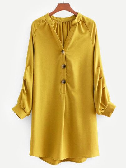 Raglan Sleeve Shirt Dress