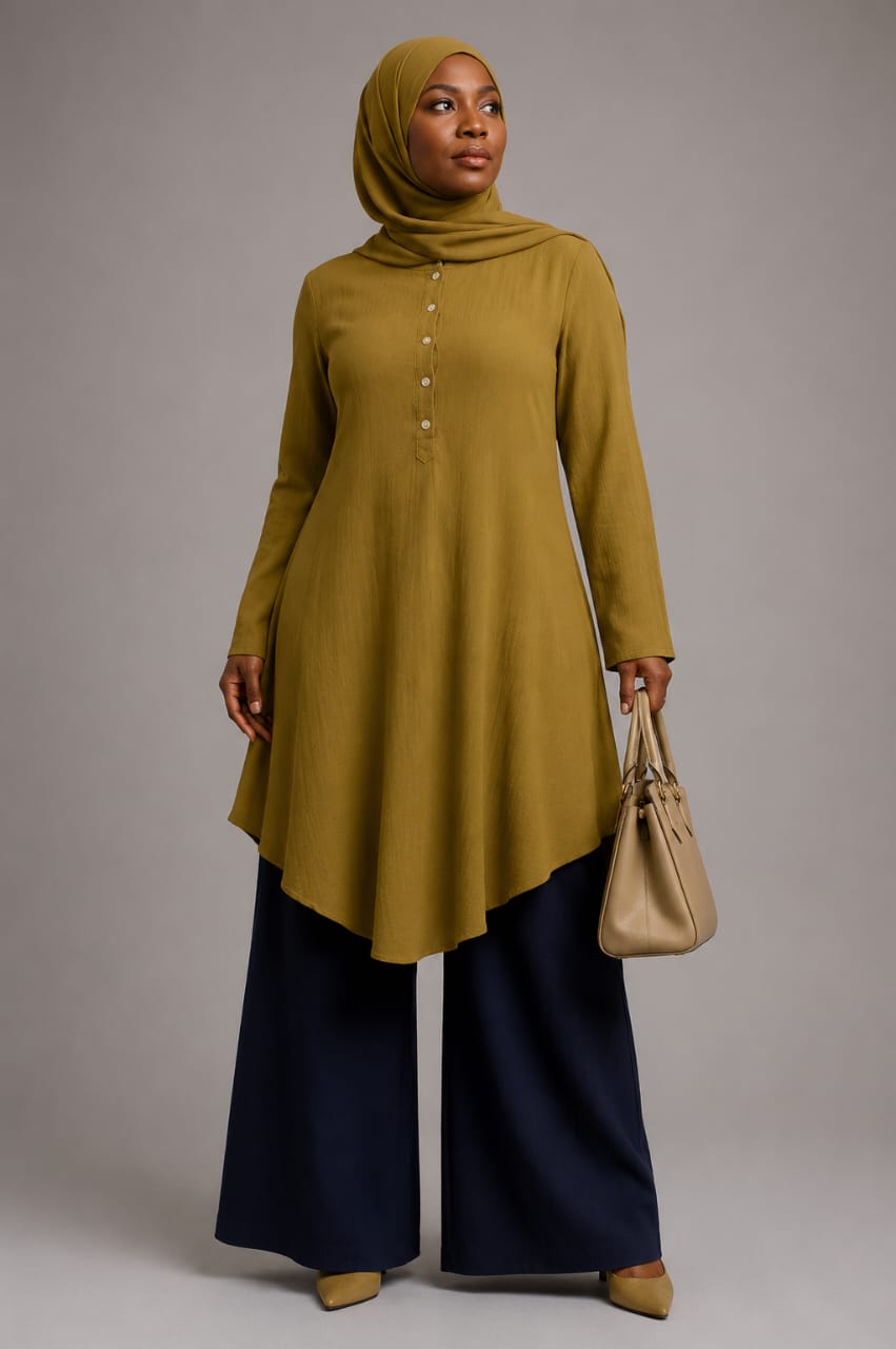 Asymmetric Tunic with Pants (Olive)