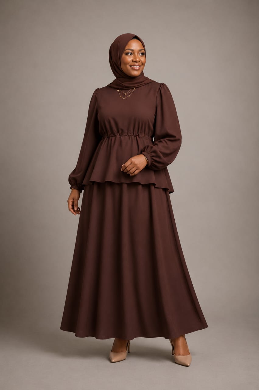 Peplum Maxi Dress (Chocolate)