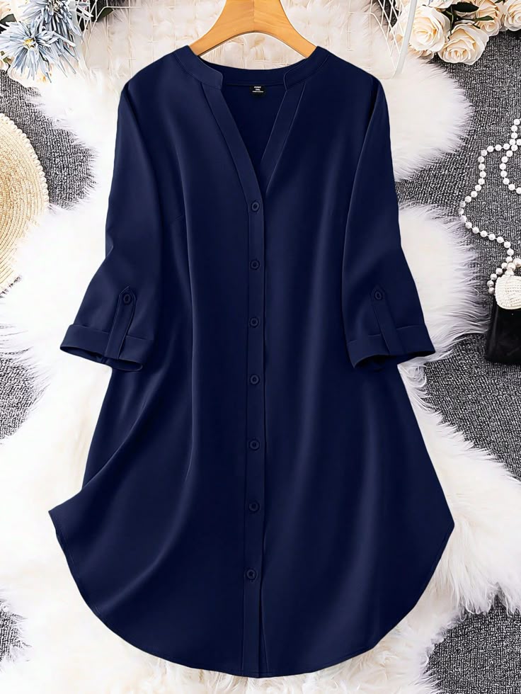 Women's Solid Color Simple Plus Size Shirt