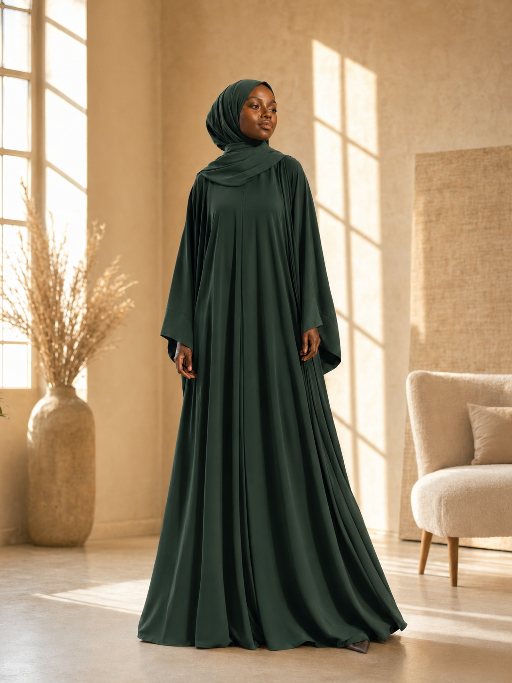 Rania Lace-Trim Abaya